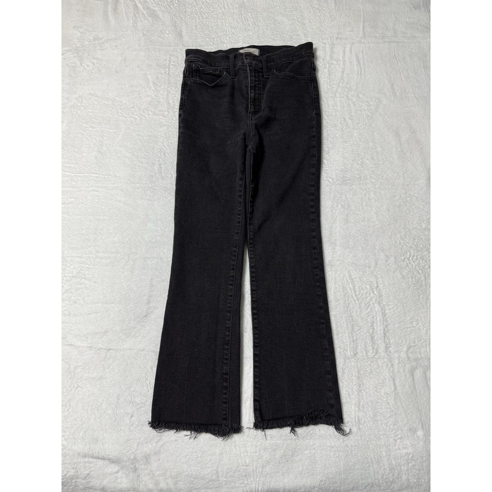 Madewell Jeans Cali‎ Demi Boot Womens 28 Black Denim High Rise Fray Hem 28x25.5